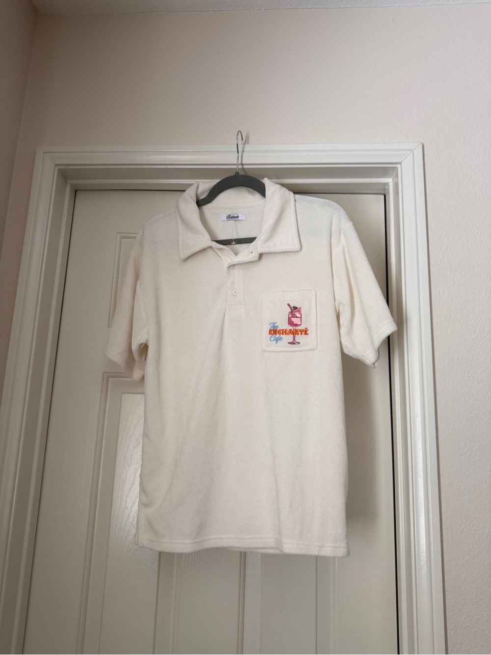 Enchante Spritz Terry Polo  white cafe formula 1 F1 button short sleeve euro